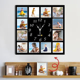 12pcs Photo and Text Square Wall Clock Personalized Clock