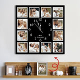 12pcs Photo and Text Square Wall Clock Personalized Clock