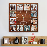 12pcs Photo and Text Square Wall Clock Personalized Clock