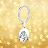 Photo Engraved Round Tag Key Chain With Engraving Stainless Steel