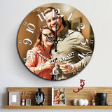 Personalized Round Wall Clock with Custom Photo & Text - Unique Decor