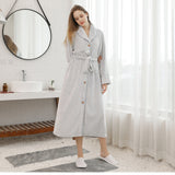 Pajamas for women in winter, thickened and elongated couple button waistband, loose oversized nightgown, men's bathrobe for spring and autumn