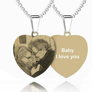 Women's Printing Photo Locket Heart Necklace