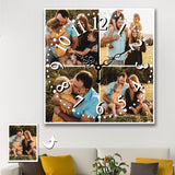 Personalized Photo Square Custom Wall Clock With 4 Photos