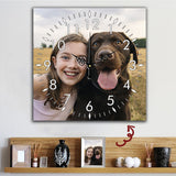 Square Wall Clock with Your Pet's Photo - Unique Gift