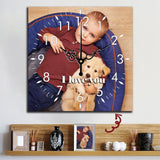 Customized Square Wall Clock - Personalized Photo & Text Gift Clock