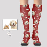 Custom Photo Knee High Socks Dog