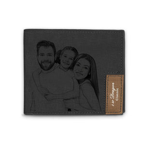 Men's Bifold Short Custom Photo Wallet Black