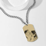 Men's Photo Engraved Tag Necklace With Engraving Stainless Steel