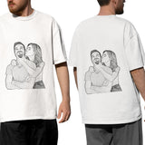 Personalized Unisex T-Shirt, Custom Cotton, Short Sleeve, Photo Sketch Design