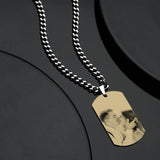 Men's Photo Engraved Tag Necklace With Engraving Stainless Steel