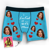 Custom Boxer with Photo Mens Underwear with Face and Heart and Texts