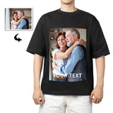 Customizable Unisex Cotton T-Shirt, Double-Sided Photo Print & Text