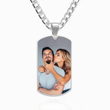 Photo Custom Engraved Dog Tag Necklace, Double-Sided Stainless Steel Pendant