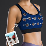 Photo Custom Face Sports Bra With Heart Couples for Women