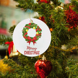 Christmas Ornament Round Ceramic Decoration Duplex Printing Diameter 2.95’’