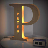 Custom Creative Wooden Letter Wall Bedside Lamp Night Background Light