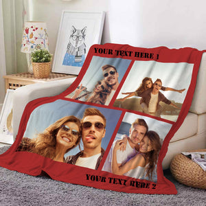 Custom Photo Blankets Collage 1-4 Photo Personalized Memorial Blankets