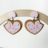 Cookie Heart Dangle Earrings Valentine's Day