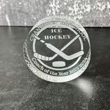 Glass Hockey Puck Award Hockey Coach End of Season Award Paperweight