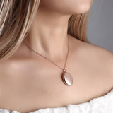 Oval Photo Locket Necklace With Engraving Gold Plated