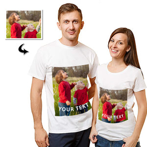 Customizable Unisex Cotton T-Shirt, Double-Sided Photo Print & Text